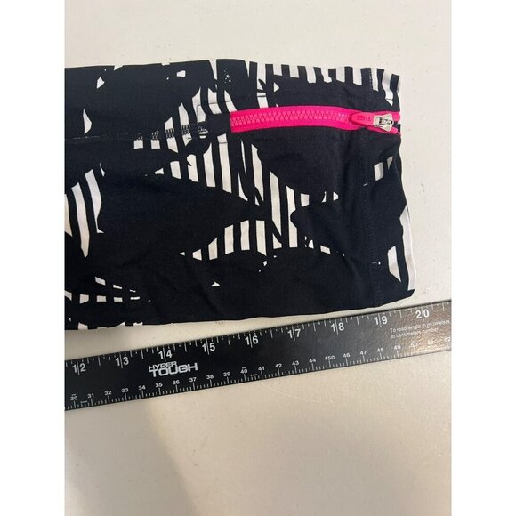 Tommy Hilfinger Sport Sz L Nylon Spandex Striped Floral Black White Pink Legging - Picture 7 of 8